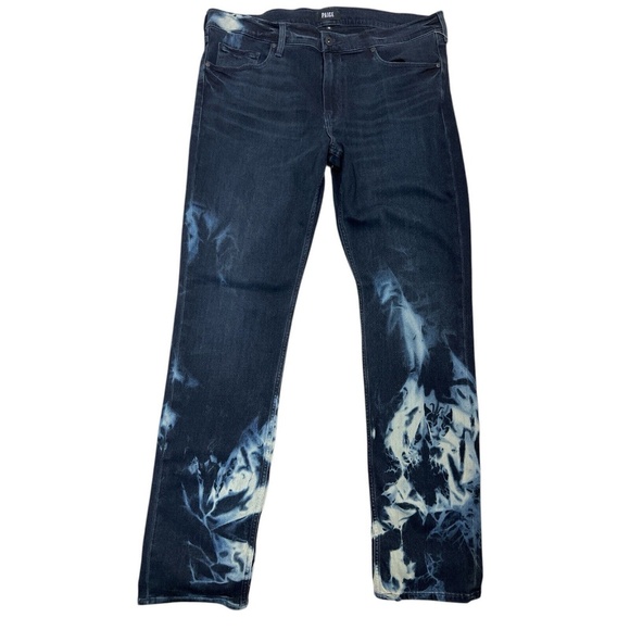 Paige Jeans Transcend Lennox Unique Tie Dye Pattern Whiskering Dark Blue Men 38 - Picture 1 of 14